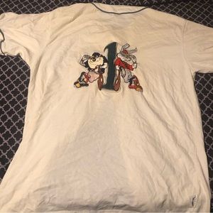 VTG ACME Bugs Bunny Taz Sewn Embroidered Baseball Jersey L / XL Looney Tunes G1